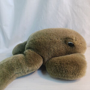 Croaking Rattle Frog Plush Toy 12" Olive Green Beige